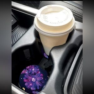 🌸 Awesome Floral Flower Butterfly Set Of 2 Car Drink Holder Coasters 🦋